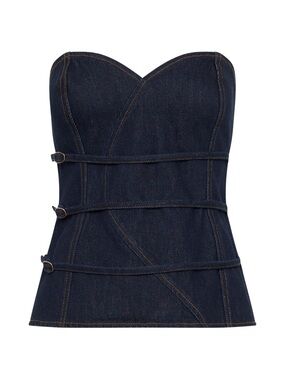 Strapless Dark Indigo Denim Corset Top
